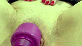 Blonde milf screams climaxing hard on magic wand vibrator
