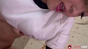 Gym workout turns into steamy Japanese fuck uncensored