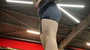 horny teen 18+ masturbates wet pussy then takes extreme public gym fuck and cum