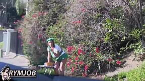 college babe liza rowe rims like a pro before rough outdoor pussy pounding