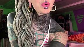 hot solo tattooed babe w glasses... plays creamy pussy & dildo 😩
