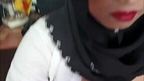 Hijab Ladyboy Strokes Her Hard Cock