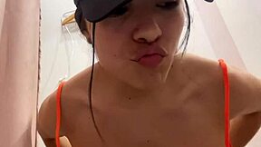 i got caught trying on this hot bikini showing my perfect tits and big ass