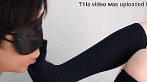 Japanese Schoolgirl in Navy Socks Delivers Footjob Tease to M Slave