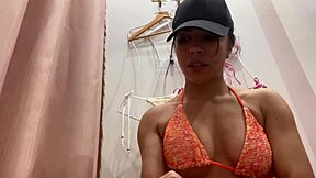 i got caught trying on this hot bikini showing my perfect tits and big ass