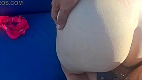 brazilian redhead poolside bareback doggystyle pussy fuck cum mouth