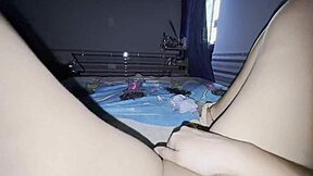hot college girl in SHORT PAJAMAS fingers to a shaking ORGASM