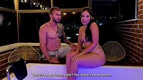 boyfriend's buddy invites me hot tub but small dick fails so i ride him anyway