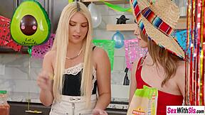 petite blonde stepsis rides stepbro's cock shares with bff