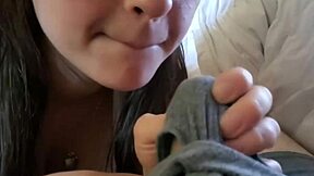 Daddy! Perfect teen's dirty talk deepthroat blowjob on huge tits!