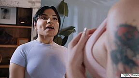 Overwhelmed by shemale Blake Lovely's big boner anally barebacking petite 18+ latina crossdresser