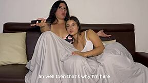 curvy stepmom, teach stepdaughter lesbian licks while movie plays?