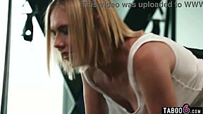 Blonde Milf Fists Black Teen's Pussy in Bondage Threesome