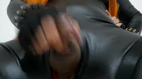 my heart races watching oiled shemale's big cock explode!