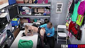 Blonde shoplifter teen sucks fucks security guard to escape jail