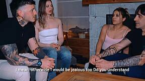 Dinner with friends turns into wild swinger quartet creampie fun