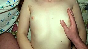 stepsis jerks my cock till i cum on her small tits pov