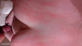 curvy german wife soaks tits in piss during bathtub blowjob and fingering