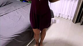 while hubby's away on business, this curvy cheating wife rides lover's big cock rough
