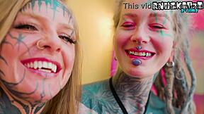 wanna see two goth babes gape asses on monster alien dildos?