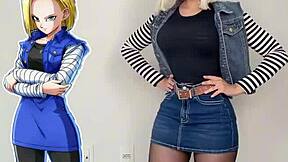 ANDROID 18 COSPLAY WITH LATINA TEEN CURVES