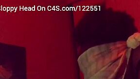 ebony teen chokes on bbc spitting gobs while gagging deep.