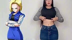 ANDROID 18 COSPLAY WITH LATINA TEEN CURVES