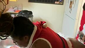 mrs claus can't resist grabbing santa's big black cock for a quick wet fuck