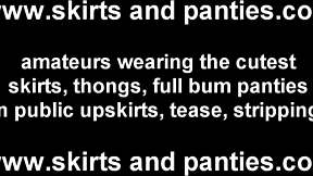 Petite Teen's Tight White Panties Strain Over Skirt Flash