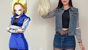 ANDROID 18 COSPLAY WITH LATINA TEEN CURVES