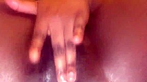 Dripping Creamy Black Beaver Spread Wide for Close-Up Fingering