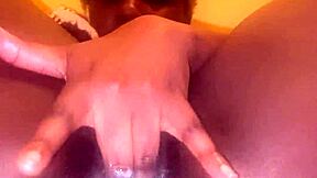 Dripping Creamy Black Beaver Spread Wide for Close-Up Fingering