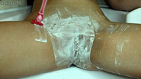shaving my super hairy pussy close-up with trimmer and razor