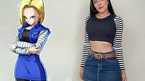 ANDROID 18 COSPLAY WITH LATINA TEEN CURVES