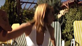 teen debbie bends over for rough doggystyle then opens wide to swallow facial cumshot down her shaved throat