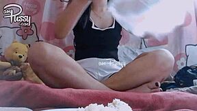 Hey, watch this asian amateur munching food totally nude solo