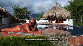 colombian milf ebony bangs hubby's young worker by pool 🌊🍑😈