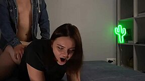 Workday ends with brunette bent over for close-up doggy cumshot and dirty talk