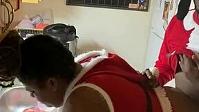 mrs claus can't resist grabbing santa's big black cock for a quick wet fuck