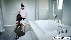 Sera Ryder fucks stepdad while milf stepmom licks