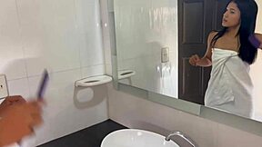 i catch step sister-in-law showering and cum her tight mexican pussy