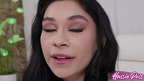 Delilah Dagger gags on double cocks before rotisserie pounding