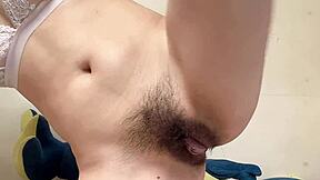 Hairy Pussy Petite Asian Babe Gets Intense Handjob Groping Session