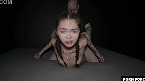asian cutie bent over dripping cum after rough group fuck 😩💦
