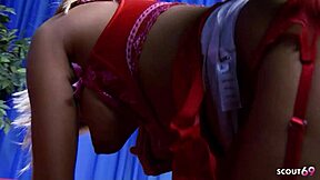 blonde teen maid in stockings seduces boss for rough cheating fuck on fat cock