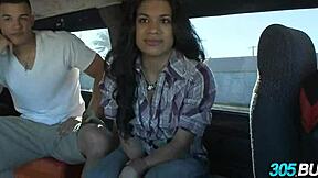 hot long hair dominican slut fucked hard in car for cash uhh she takes it all