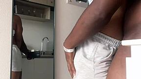 she drops to knees devouring my full cock with her tight 18+ amateur mouth