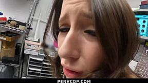 Security Officer Strips Thief for Deep Garage Pussy Inspection