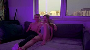 Horny girlfriend can't resist... fucks during movie night