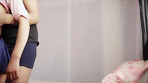 curvy latina cheerleader with big natural tits rides hard